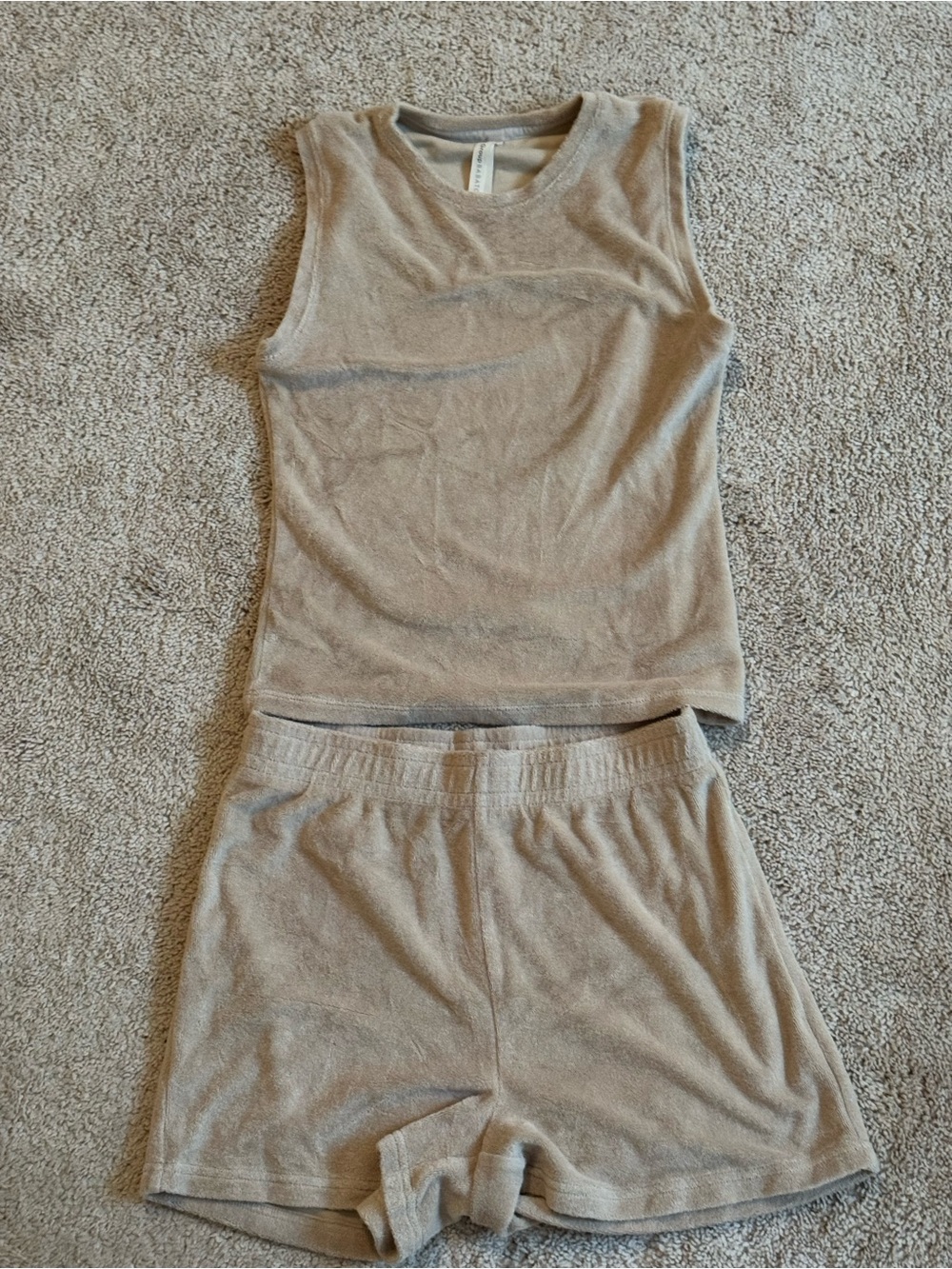 Babaton Neutral Beige Terry Two-Piece Lounge Set
